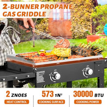 Llhdmeng Foldable Flat Top Grill, Portable Outdoor Propane Griddle with 2 Foldable Shelves, 30000/45000/60000 BTU Gas Grill Griddle Cooking Station for BBQ & Outdoor Cooking, Black(2 Burner)