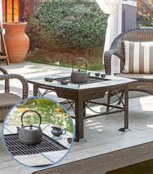Fire Pits Outdoor Large Square Outdoor Fire Pit, Garden Party BBQ Cooking Fire Pit Barbecue Stove Stool Kit, New Home Gift