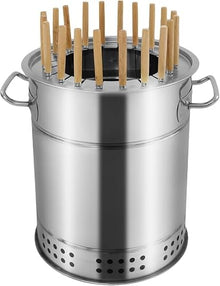 Acivirdde Portable Smokeless Charcoal Grill & Vertical BBQ Smoker - Large Capacity Stainless Steel Barrel Grill with Rotating Roasting (Small)