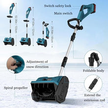 Electric Snow Blower, Cordless Snow Shovel with 3000mAh Battery and Charger, Lightweight Snow Thrower with Adjustable Handle for Driveway/Patio,Blue-1Battery