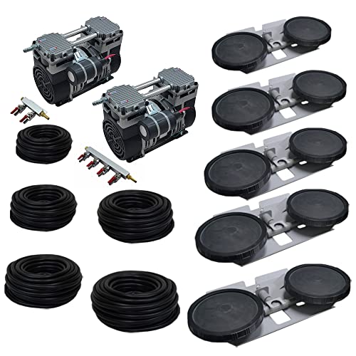 Pro Aeration MAX, Dual 1 HP, 6 Acres, 5 Double Diffusers, 500 Ft Tubing