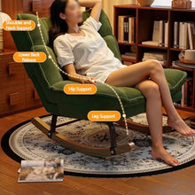 Rocking Chair, Ergonomic Recliner Chair with 3-Position Adjustable Backrest, Comfort Padded Cushion Rocker Chairs with Footrest, for Indoor, Outdoor Living Room Balcony(Green)