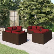 DYRJDJWIDHW Patio Rocking Chairs,Patio loveseat,Apartment Patio Furniture,8 Piece Patio Lounge Set with Cushions Poly Rattan BrownSuitable for Patio, Garden, Gazebo Low