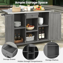 YATON 52" Outdoor Kitchen Island Grill Cart with Stainless Steel Foldable Top, Rolling BBQ Prep Table with Storage Cabinet, Drawer, Spice Racks & Lockable Wheels for Patio Backyard Cooking,Gray