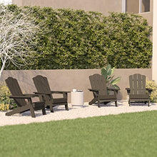 Flash Furniture Newport Adirondack Chairs with Cup Holders, Weather Resistant Poly Resin Adirondack Chairs, Set of 4, Brown