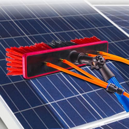 Solar Panel Cleaning Brush and Pole Commercial Buildings, Solar Panel Cleaning Rotating Brush and Pole Water Fed, Photovoltaic Panel Cleaning Brush with Jet Nozzle for Window Garden