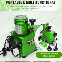 Electric Glass Edging Machine, Portable Small Glass Edger, Glass Grinder Tool, 800W Electric Glass Grinding Edging Machine for Straight Round Bevel Edge w/8 Diamond Wheels & 2 Polishing Wheels Green