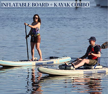 ISLE Surf and SUP Inflatable Hybrid Kayak-Stand Up Paddle Board Bundle Seafoam/Navy