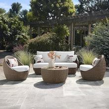 Signature Design by Ashley Cardiff Beach Patio Furniture Set with Swivel Chairs, Rust-Resistant Aluminum Frame, All-Weather Wicker and Nuvella Performance Fabric, Outdoor Seating for Poolside, Beige