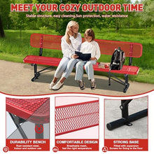 Metal Park Bench for Outside, Outdoor Bench with Backrest & Portable Frame