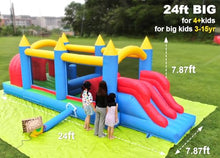 Okayego 24FT Commercial Grade Inflatable Obstacle Course with Slides Blue