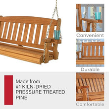 Amish Casual Heavy Duty 800 Lb Mission Treated Porch Swing with Hanging Chains and Cupholders (5 Foot, Cedar Stain)