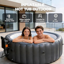 LADECNERHT Inflatable Hot Tub, Blowup Pool Hottub, with 150 Air Jets, Portable Outdoor Water SPA, Heater Pump, Filter Cartridges, Insulated Cover, Ground Cloth, 71" Round, 3-4 Person