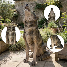 SRECELL 29.7" Howling Wolf Garden Statue, Large Resin Outdoor Wolf Sculpture for Yard Lawn Patio, Realistic Animal Statue for Garden Landscape, Entrance Decor & Wildlife Display