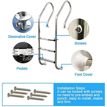 5 Step Stainless Steel in-Pool Ladder, In-Ground Pool Ladder W/Non-Slip Footstep, Entry and Exit System for In-Ground Swimming Pools, No Pre-Embedded