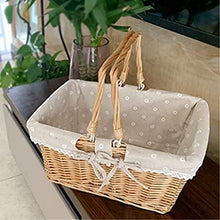 SHSWUD Rustic Picnic Basket, Split Willow Shopping Storage Basket with Cream Lining Wicker Picnic Basket Picnic Basket Basket for Outdoor Camping (Color : Brown, Size : 28 * 38 * 30cm)