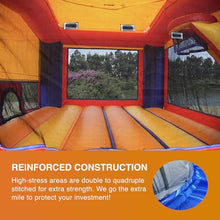 JumpOrange Commercial Grade Turbo Blaze Bounce House 13'x13' Red/Yellow/Blue Fire Marble Vinyl