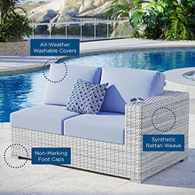 Modway Convene Wicker Rattan Outdoor Patio Right-Arm Loveseat in Light Gray Light Blue