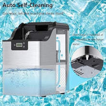 Nugget Ice Maker,Stainless Steel Countertop Ice Maker Machine, 44LBs/24H, 3Qt Water Reservoir & Self-Cleaning & Timer Function, Portable Ice Maker with Basket & for Home, Bar, RV
