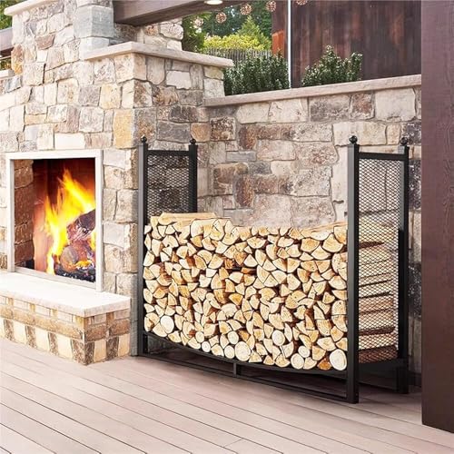 YHdtUO Firewood Rack Fireplace Firewood Rack 3.8 Ft, Indoor Firewood Holder Outdoor Firewood Storage Rack, Logs Stand Stacker Holder for Deck, Patio, Garden, and Porch,