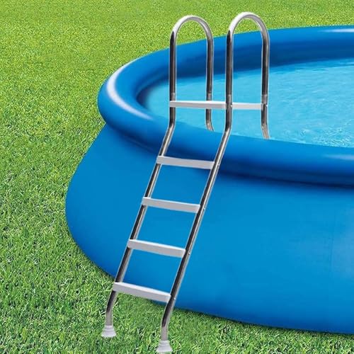 Wrobelax 304 Stainless Steel Pool Ladder - Deluxe Outdoor Above Ground Swimming Pool Ladder with 4 Steps, Max Load 500 Lb, Double-Sided Anti Slip Design