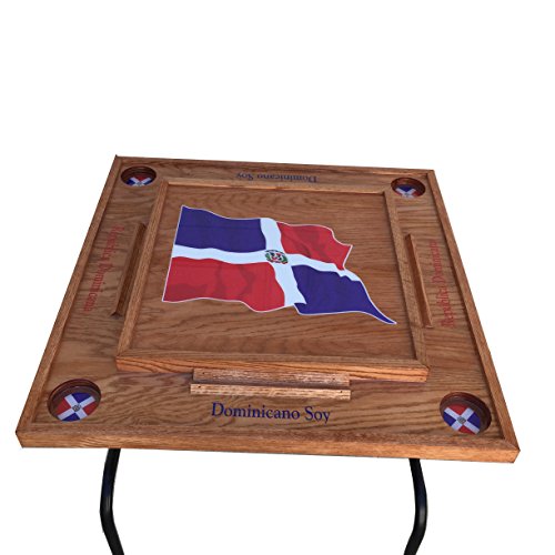 Latinos R Us Domino Table with Dominican Republic W Flag Cherry