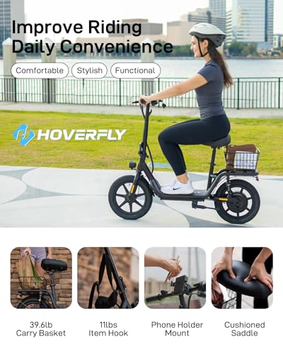 HOVERFLY Z5 Electric Scooter with Seat 18.6 Miles Range 15.5 Mph 400W Motor White