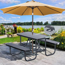 Chantmo Heavy-Duty Park Bench for Outside, Black Powder Coated Steel Outdoor Furniture, Commercial-Grade Weatherproof Outdoor Benches for Park, Patio, Porch & Garden