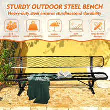 Vraxelor Heavy-Duty Outdoor Metal Bench with Expanded Metal,Outdoor Bench with Backrest for Weatherproof,Outdoor Bench Thermoplastic Coated for Shopping Malls, Stores, Parks, Patios, Decks