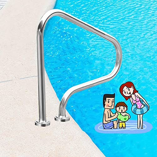 Pool Handrail Handle Grab Rails Swimming Stainless Steel Pool Hand Rail for Inground Swimming Pools | 31.5"x31.5" Swimming Pool Railing with Quick Mount Base