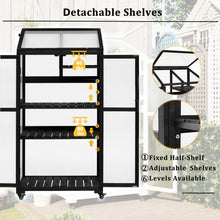 62''H Large Wood Greenhouse for Balcony, Portable Cold Frame with Wheels & Adjustable Shelves for Indoor/Outdoor Plant Growing (Black)