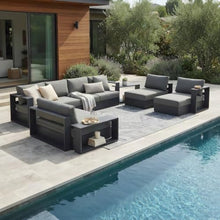 Outdoor Escape Powder-Coated Aluminum Sectional Sofa 4 Piece Set, Outdoor Couch Patio Furniture Set for Backyard Deck Seating, Gray Charcoal
