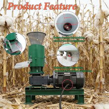 JARYANNIX 220V Three-Phase 8mm Wood Pellet Maker with 2-Head Rollers, Agricultural Waste Pelletizer,130lbs/h Pellets for Small Farm Use