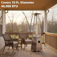 40,000 BTU Stainless Steel Portable Propane Outdoor Patio Heater with Glass Flame Tube – Square Pyramid Freestanding Design with Wheels & Easy Ignition – Outdoor Heater for Deck, Patio, Events