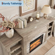 Homhougo Fireplace TV Stand for 80", Farmhouse Wood Entertainment Center