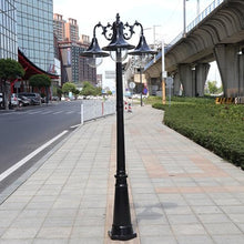 CUTPOIY 3-Lights Pillar Lamp Outside Pole Lantern Rainproof Fence Post Lighting for Backyard Garden (Black-122.05)