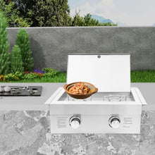 2-Burner Outdoor Gas stove, Stainless Steel Built-in Propane Burner, Propane Cooktop with Cover Plate for BBQ Grill Island, Patio, Backyard Gas)