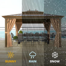 DWVO 10x12ft Hardtop Gazebo with Nettings and Curtains Bronze