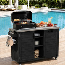 Merax 78.3" Outdoor Grill Cart with Foldable Table, BBQ Kitchen Island