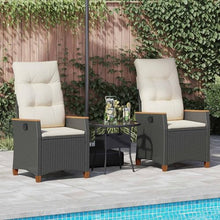HGFDVCMR Set of 2 Reclining Outdoor Garden Chairs, Black Rattan Armchairs