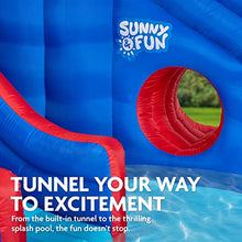 SUNNY & FUN Deluxe Adventure Inflatable Water Slide Park - Climbing Wall, 2 Slides & Splash Pool