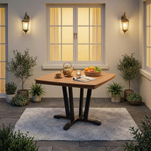 OTSUN Outdoor Dining Table, HDPE Square Dining Table with Slatted Top Versatile for Patio Backyard Deck & Garden