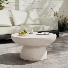 Christopher Knight Home Jade 27.5" Round Coffee Table, MGO Side Table for Patio Furniture Set, Modern Accent Table for Both Indoor and Outdoor Use, End Table for Patio/Deck/Garden, Terrazzo White