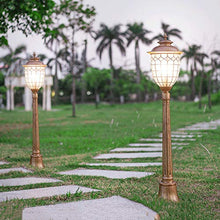 Lights Outdoor Stripe Glass High Pole Light Lantern E27 Retro IP55 Waterproof Outdoor Street Post Light Lawn Garden Metal Aluminum Pillar Light Park Path Lighting Column Lamp Stadium (Color : Black)