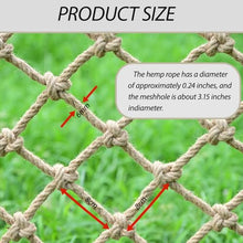 Pithsdp Jute Hemp Rope Net, Heavy Duty Natural Climbing Safety Rope Netting, Garden Balcony Stairs Fence Playground Protection Net Indoor and Outdoor Decor Rope Net(Size:3x9,Color:Hemp)