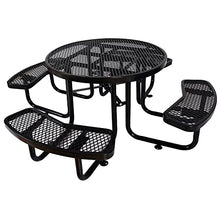 FEIYAW 46 Inch 8-Person Round Outdoor Steel Picnic Table with Umbrella Pole, Dining Set DIY w/ 4 Built-in Benches for Patio Backyard Garden