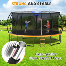 Zevemomo Upgraded 16FT Trampoline with Basketball Hoop and Sprinkler Orange