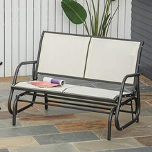 2-Person Outdoor Glider Bench, Patio Swing Rocking Chair Loveseat for Backyard Garden