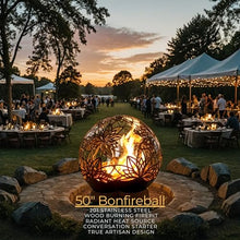 FlowerHouse: Bonfireball Fire Pit - 50" Lotus - Base & Flower Pattern Cover, Stainless Steel, Portable Fire Pit, Outdoor Décor, Patio, Backyard, Beach
