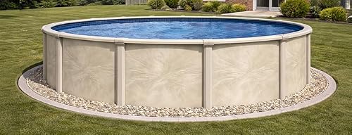 Wilbar Pools 'Forever' 21 ft Round Above Ground Swimming Pool | 54 Inch Resin Protected Steel Sided Walls | Bundle Includes: 25 Gauge Overlap Liner & Widemouth Skimmer